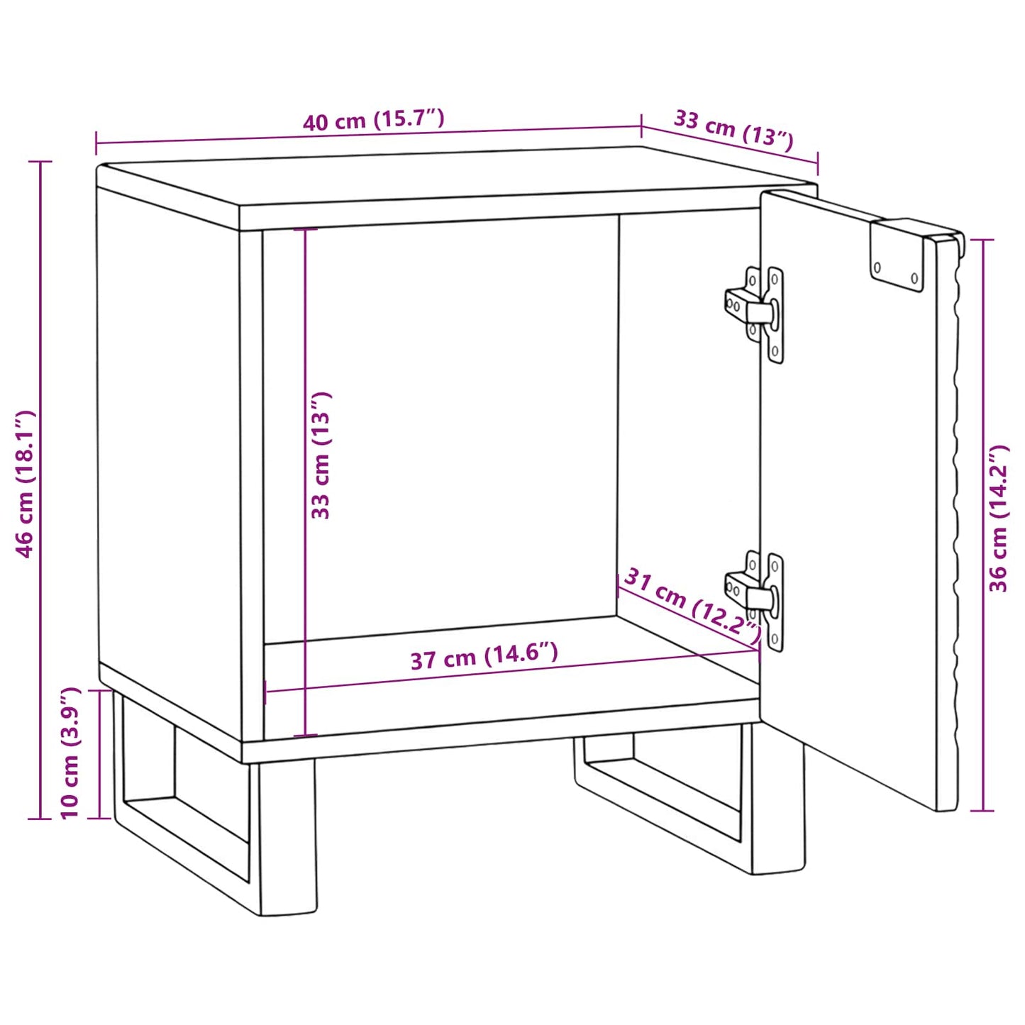 vidaXL Nachttisch 2 pcs Weiß und Schwarz 40 x 33 x 46 cm