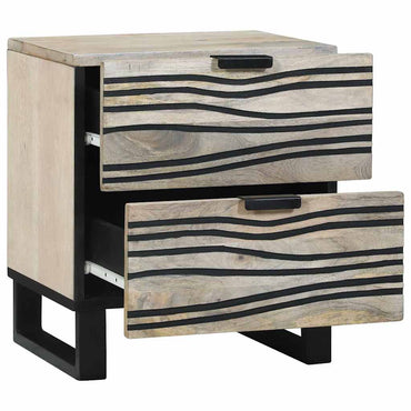 vidaXL Nachttisch Weiß und Schwarz 40 x 33 x 46 cm Massivholz Akazie