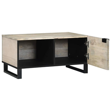 vidaXL Couchtisch Beige und Schwarz 80 x 50 x 40 cm Massivholz Akazie