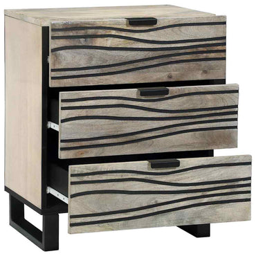vidaXL Nachttisch Weiß und Schwarz 50 x 33 x 62 cm Massivholz Akazie