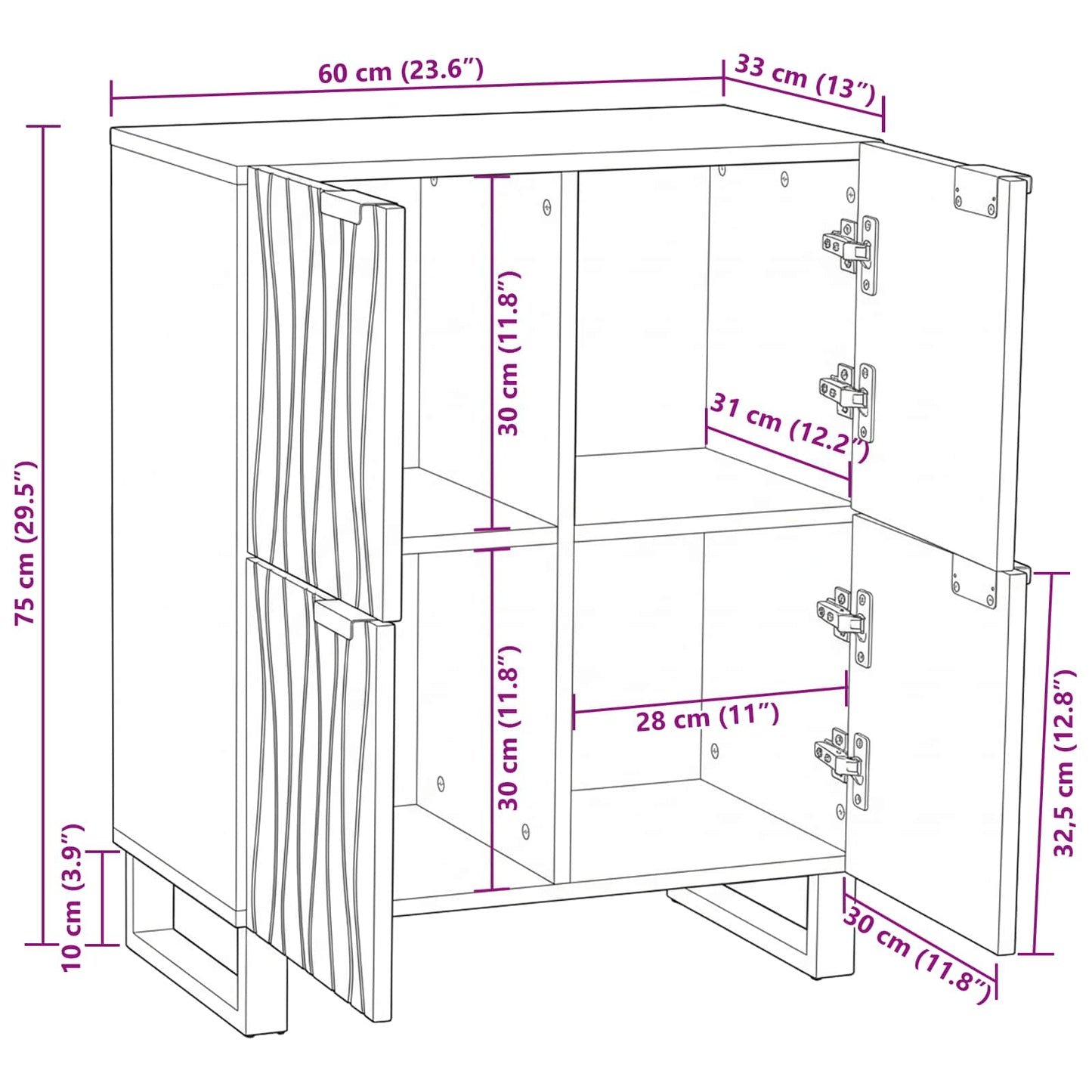 vidaXL Armoires et étagères de rangement média blanc 60 x 33 x 75 cm