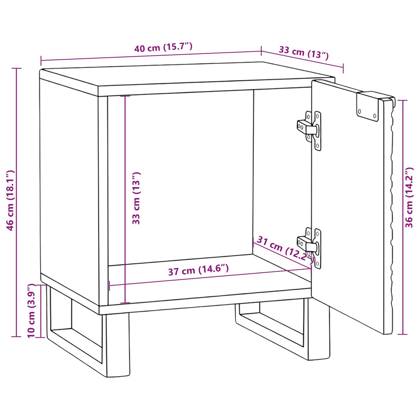 vidaXL Nachttisch Walnuss 40 x 33 x 46 cm Massivholz Akazie