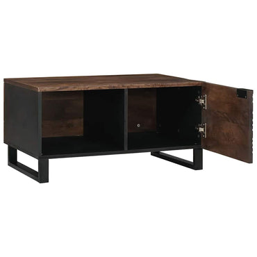 vidaXL Couchtisch Braun und Schwarz 80 x 50 x 40 cm Massivholz Akazie