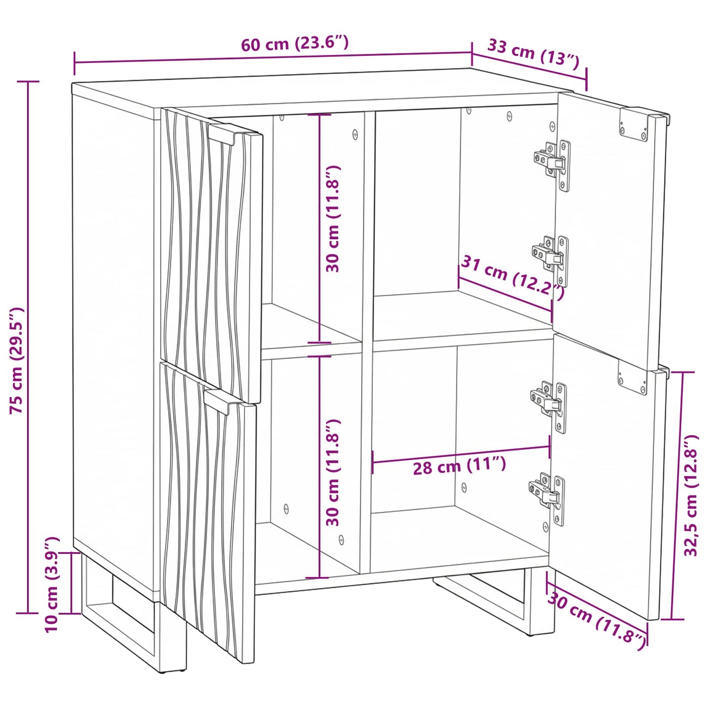 vidaXL Medienlagerungsschränke & Regale Braun 60 x 33.5 x 75 cm