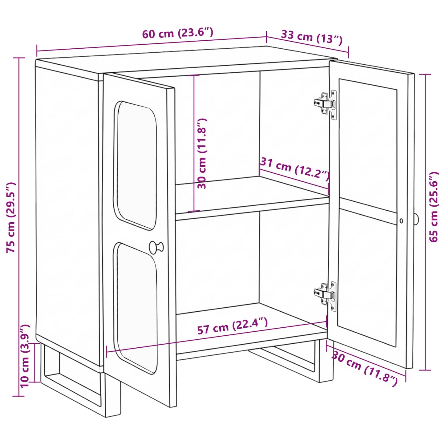 vidaXL Sideboard Braun 60 x 33 x 75 cm Massivholz Mango