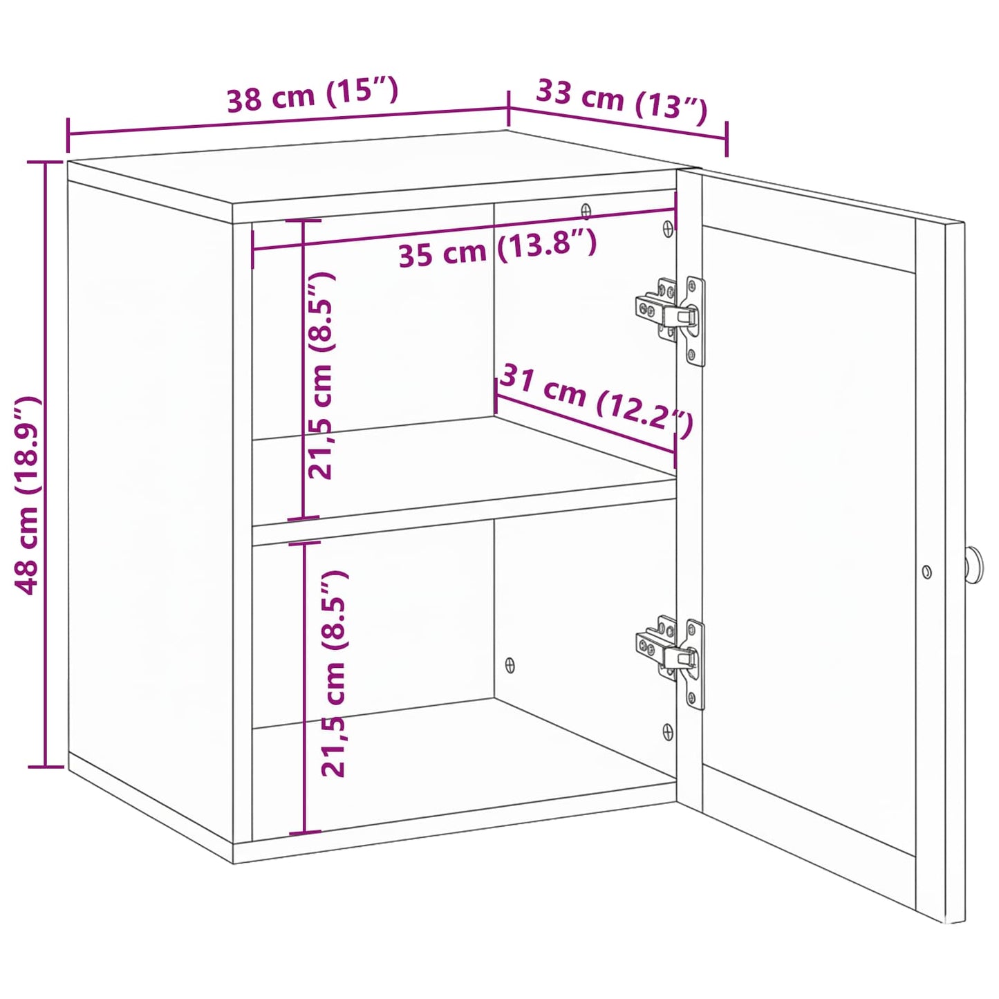 vidaXL Badezimmer Hängeschrank Braun 38 x 33 x 48 cm Massivholz Mango