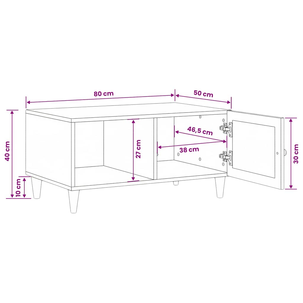 vidaXL Couchtisch mit Tür Hellbraun 80 x 50 x 40 cm Massivholz Akazie