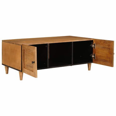 vidaXL Couchtisch mit Tür Hellbraun 100 x 54 x 40 cm Massivholz Akazie