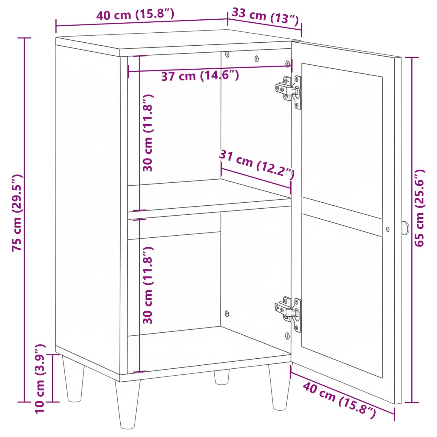 vidaXL Sideboard Weiß 33,5 x 40 x 75 cm