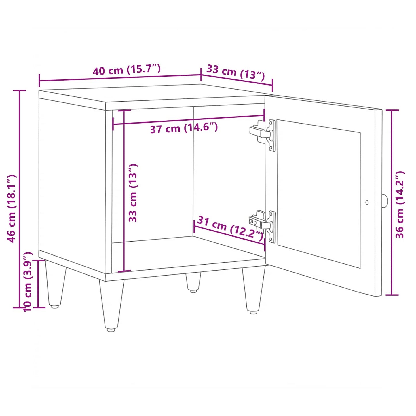 vidaXL Nachttisch Braun 40 x 33 x 46 cm Massivholz Mango