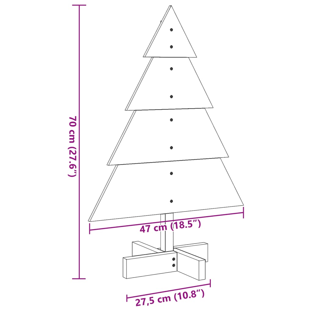 vidaXL Weihnachtsbaum Holz zum Schmücken 70 cm Massivholz