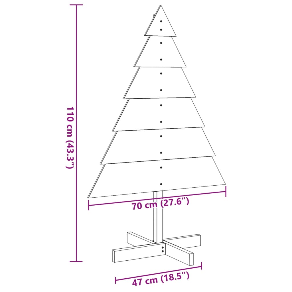 vidaXL Sapin de Noël à décorer 110 cm Bois massif