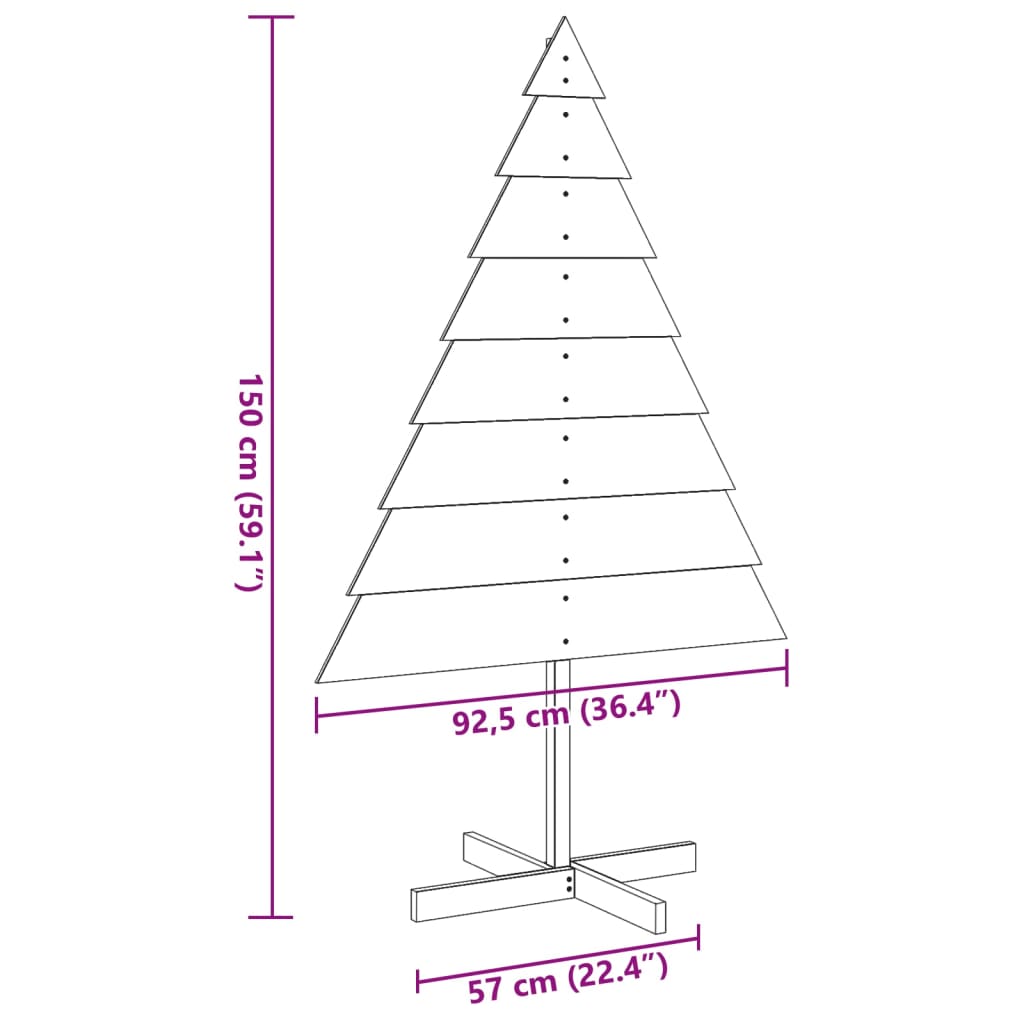 vidaXL Weihnachtsbaum zum Schmücken 150 cm Massivholz