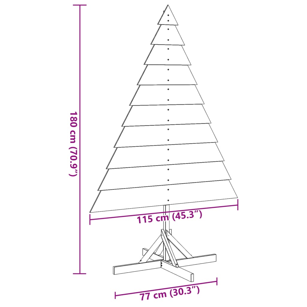 vidaXL Sapin de Noël à décorer 180 cm Bois massif