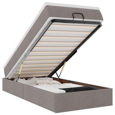 vidaXL Lit ottoman avec matelas taupe 90x200 cm tissu