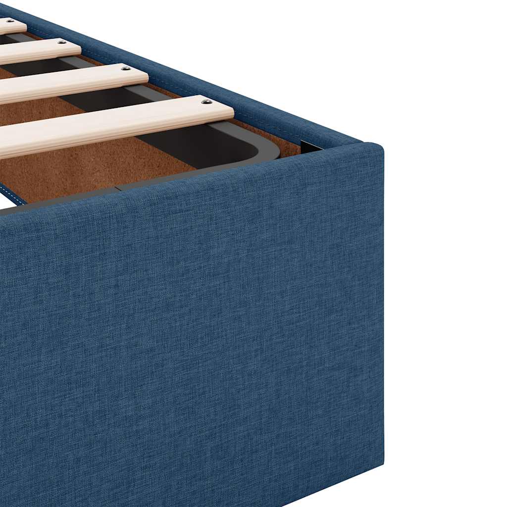 vidaXL Ottoman-Bett mit Matratze Blau 90x200 cm Stoff