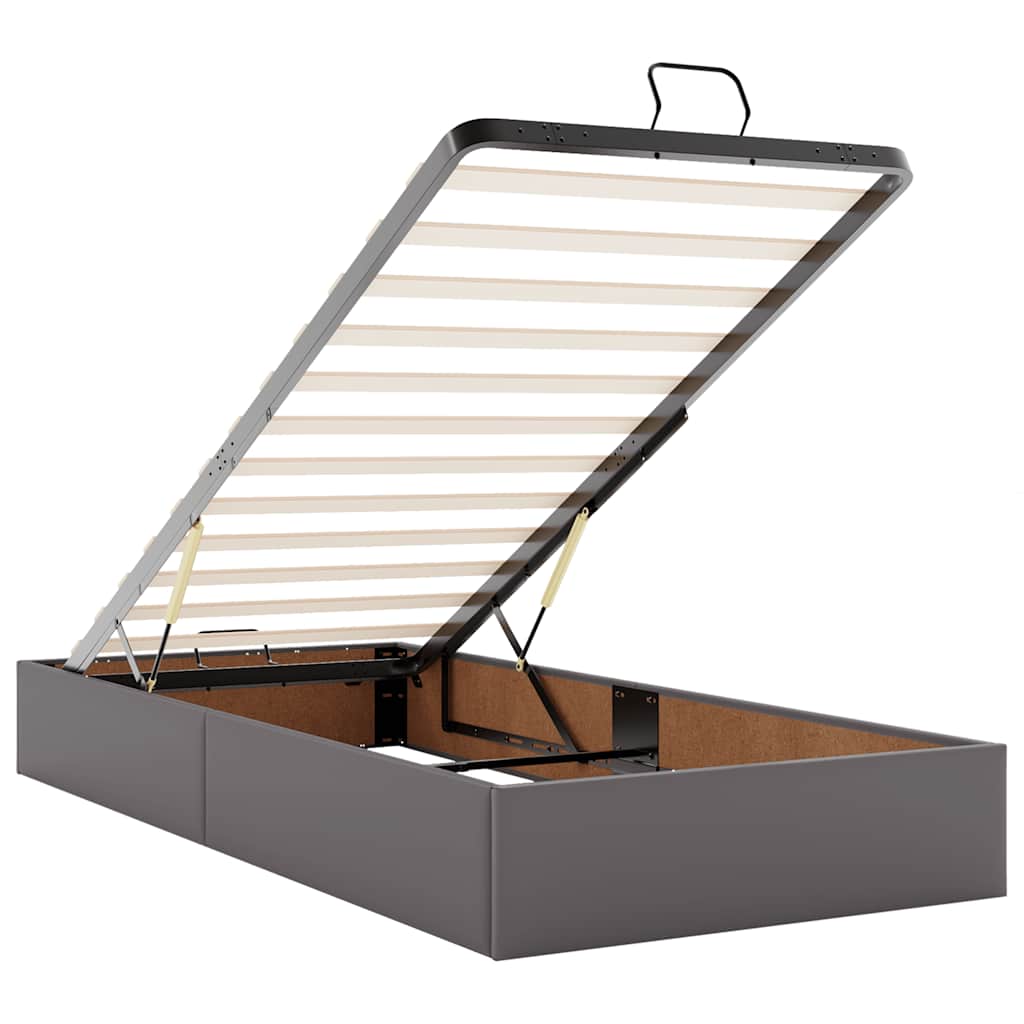 vidaXL Ottoman-Bett mit Matratze Grau 100x200 cm Kunstleder