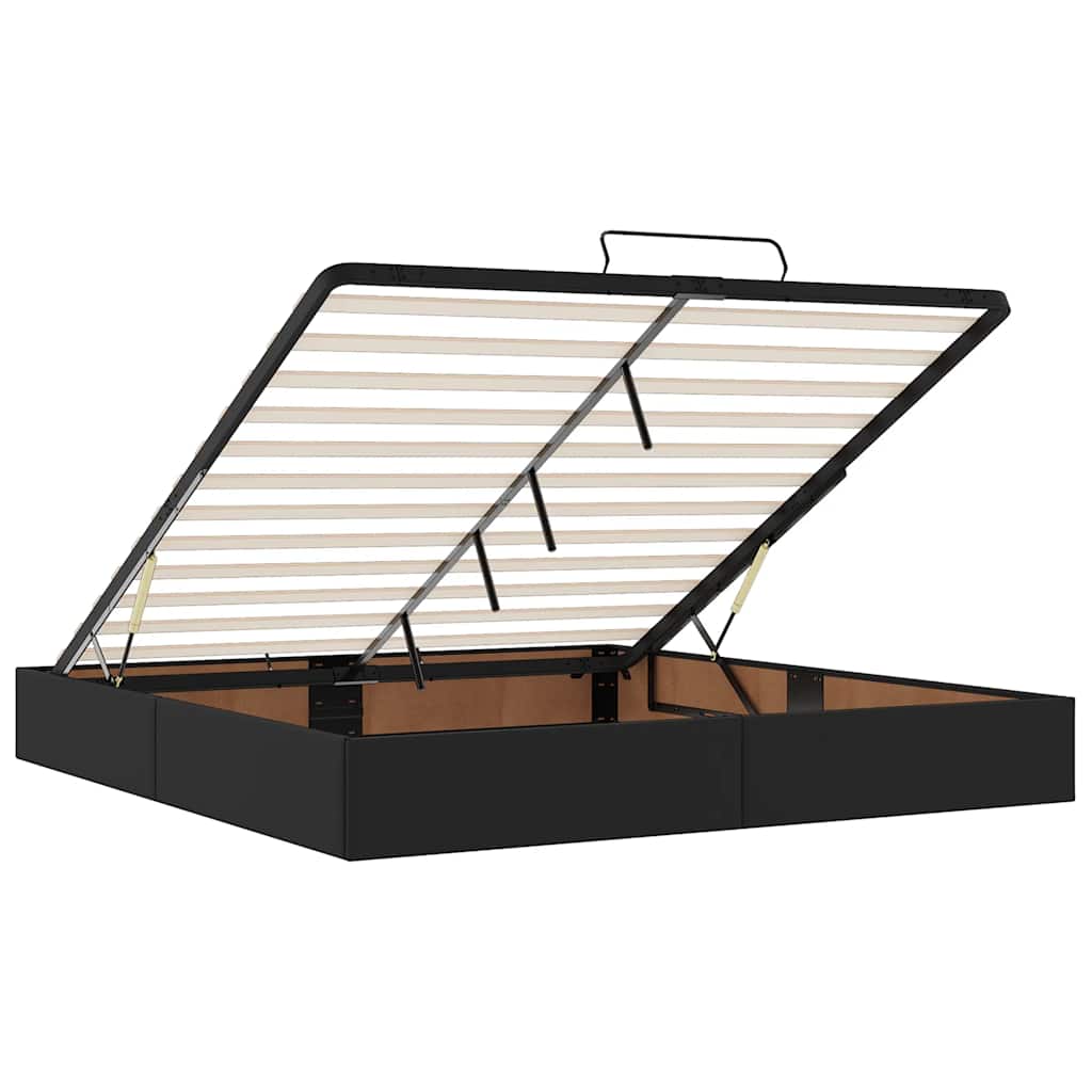 vidaXL Ottoman-Bett mit Matratzen Schwarz 200x200 cm Kunstleder