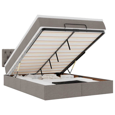 vidaXL Lit ottoman avec matelas Tissu taupe 140x200 cm