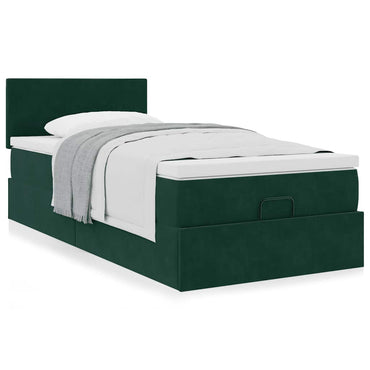 vidaXL Ottoman-Bett mit Matratze Dunkelgrün 120x190 cm Samt
