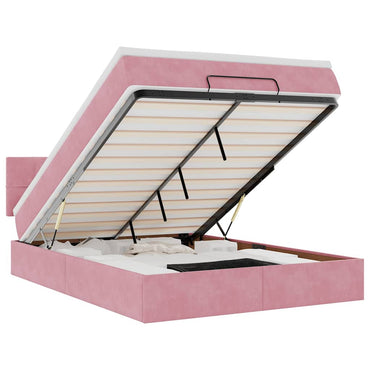 vidaXL Ottoman-Bett mit Matratze Rosa 140x190 cm Samt