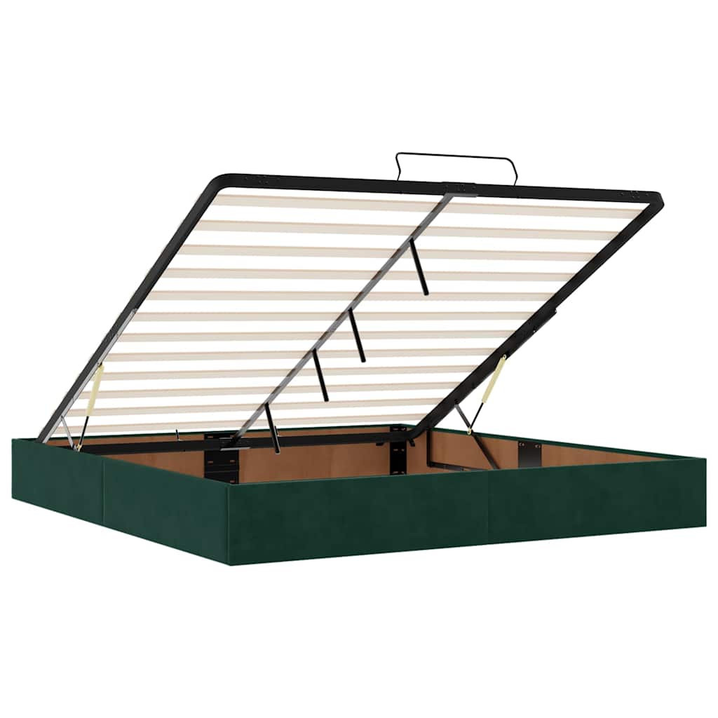 vidaXL Ottoman-Bett mit Matratze Dunkelgrün 160x200 cm Samt