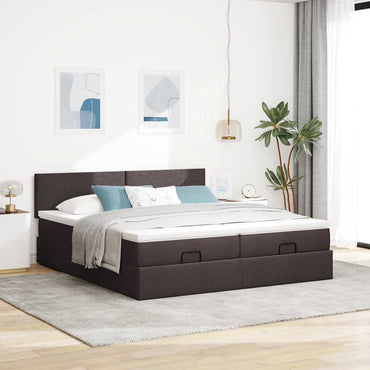 vidaXL Ottoman-Bett mit Matratzen Dunkelbraun 200x200 cm Stoff