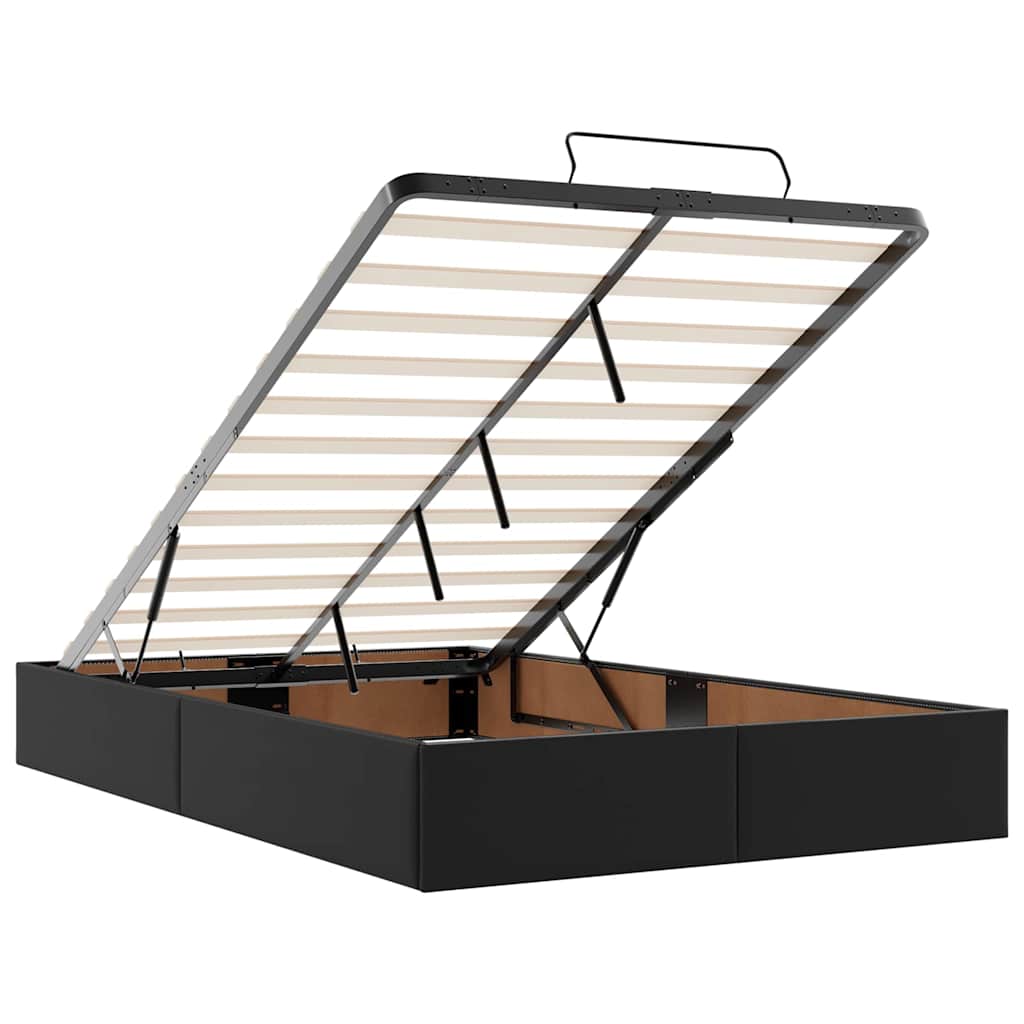 Ottoman-Bett mit Matratzen & LEDs Schwarz 120x190cm Kunstleder