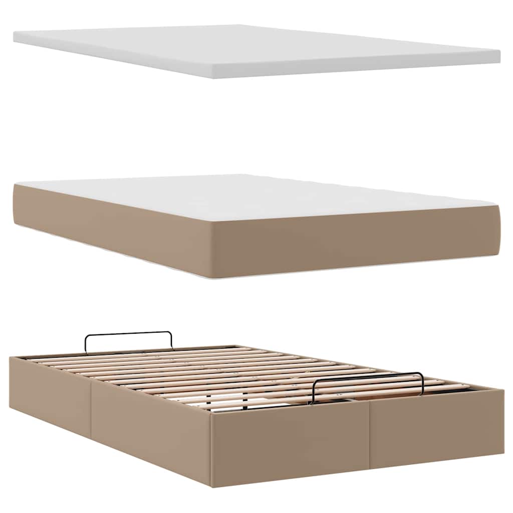 vidaXL Ottoman-Bett mit Matratzen & LEDs Cappuccino-Braun 120x190cm
