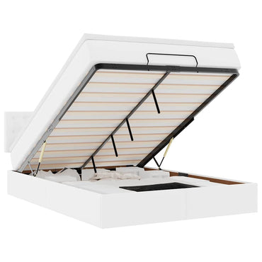 vidaXL Ottoman-Bett mit Matratzen & LEDs Reinweiß 200x200cm Kunstleder