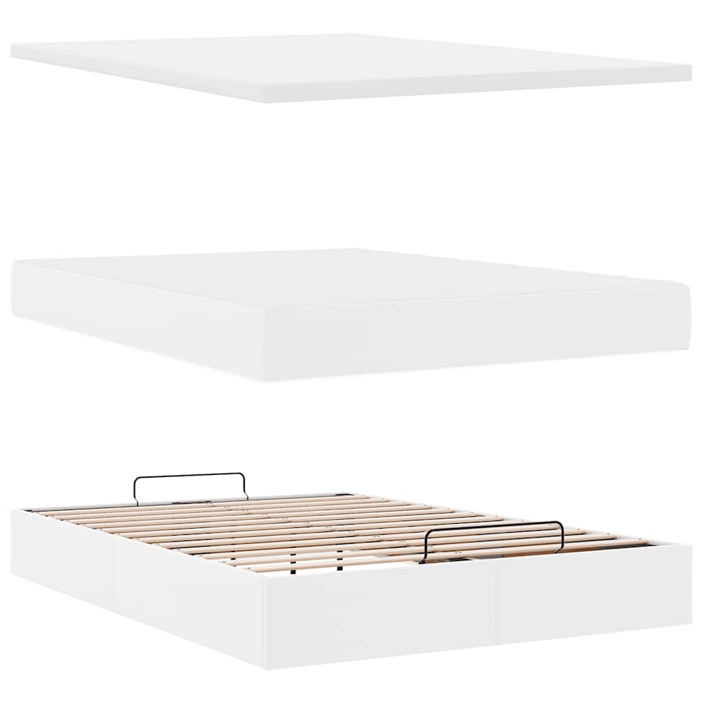 vidaXL Ottoman-Bett mit Matratzen & LEDs Reinweiß 200x200cm Kunstleder