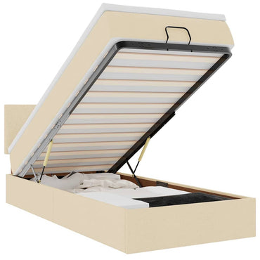 vidaXL Ottomane Bett mit Matratze & LEDs Creme 90x200 cm Stoff