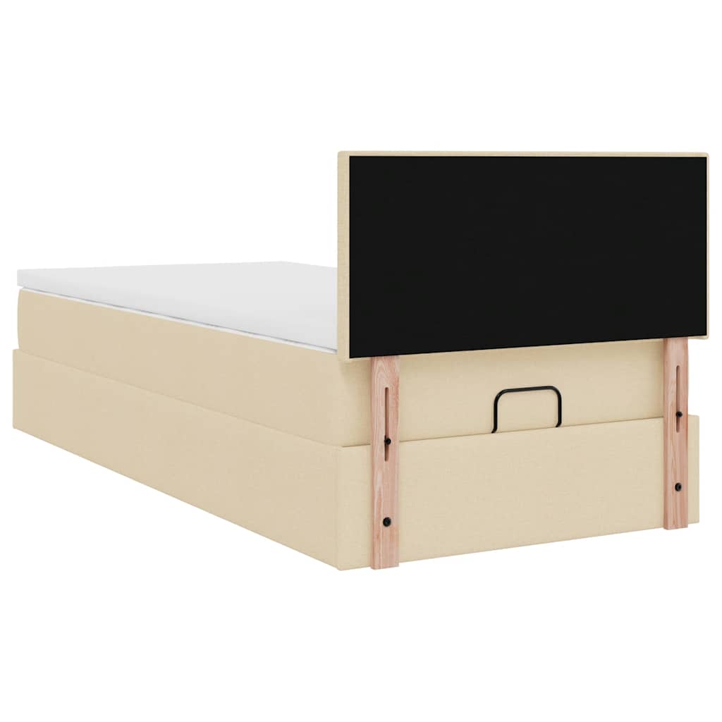 vidaXL Ottoman-Bett mit Matratze & LEDs Creme 100x200 cm Stoff
