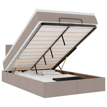 vidaXL Ottomane Bett mit Matratze & LEDs Taupe 120x190 cm Stoff