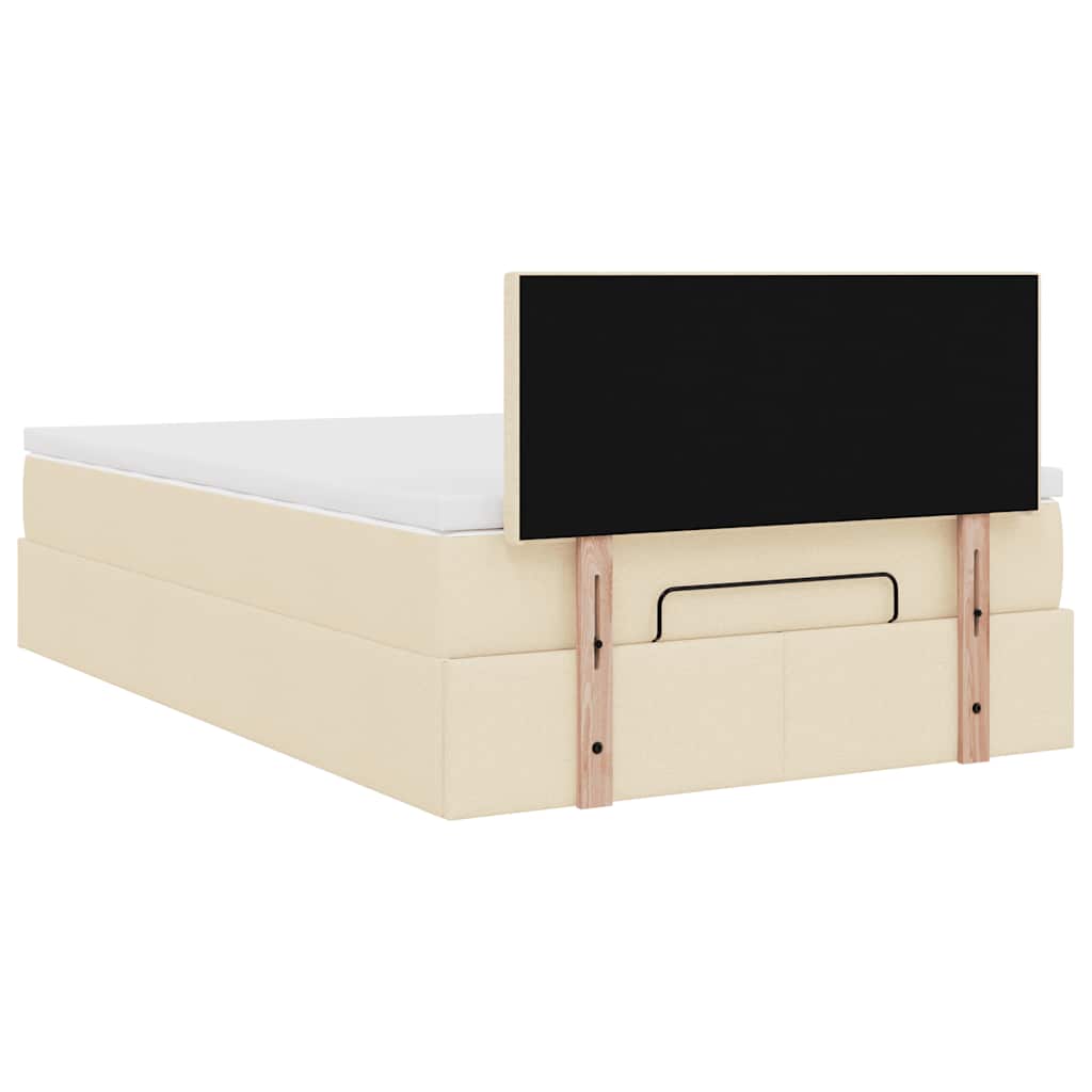 vidaXL Ottoman-Bett mit Matratze & LEDs Creme 120x200 cm Stoff