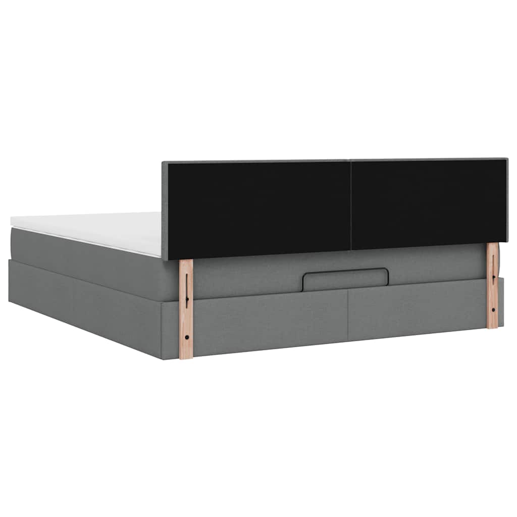 vidaXL Ottomane Bett mit Matratze & LEDs Dunkelgrau 180x200 cm Stoff