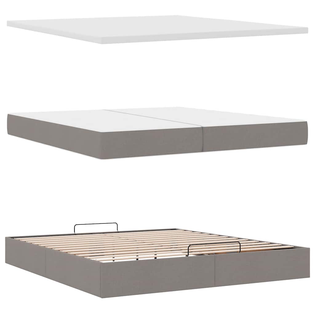vidaXL Lit ottoman avec matelas et LED taupe 200x200 cm en tissu