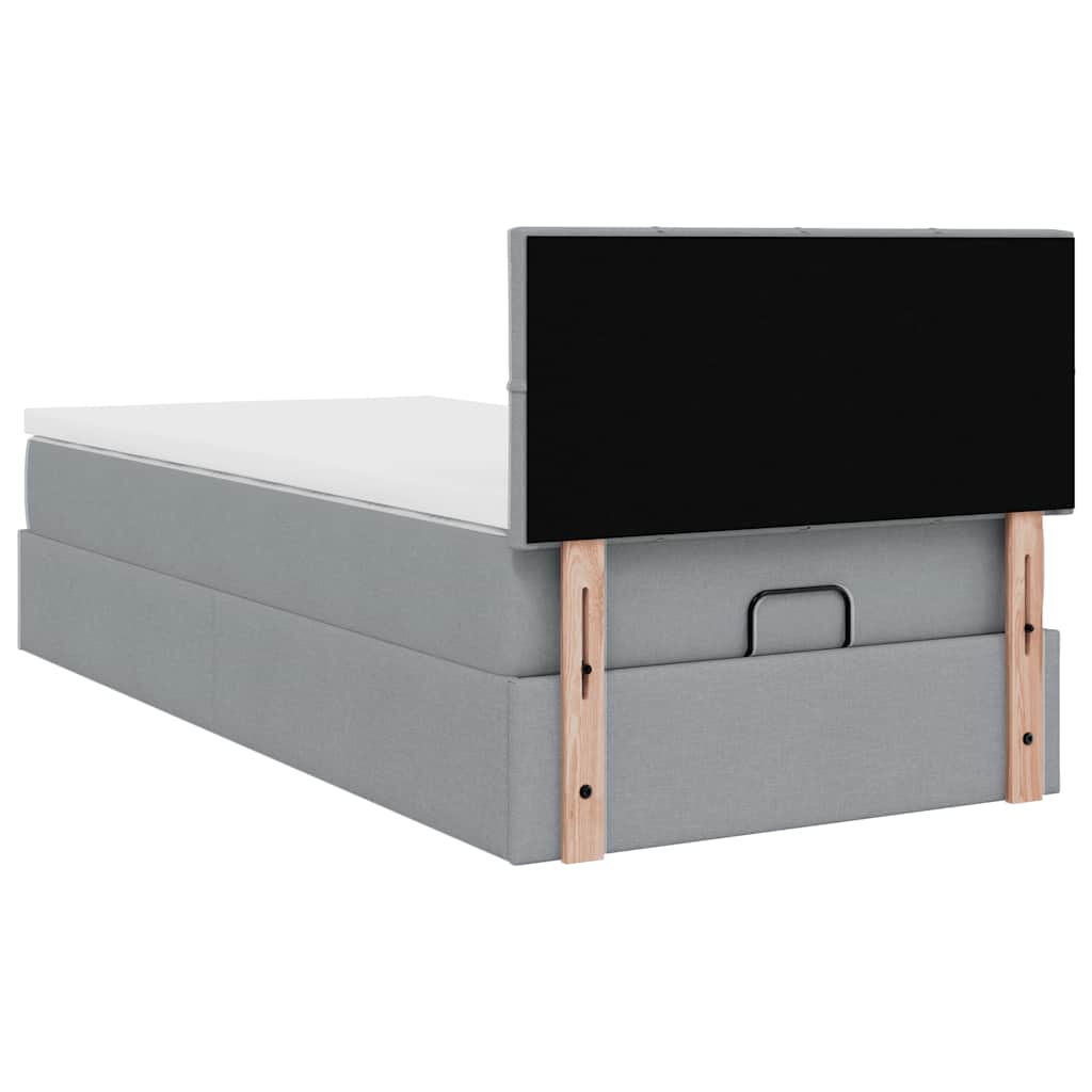 vidaXL Lit ottoman avec matelas et LED gris clair 80x200 cm tissu
