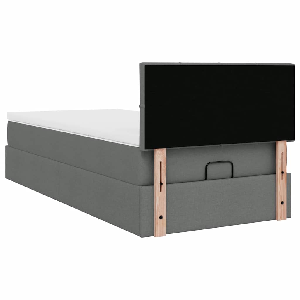 vidaXL Ottoman-Bett mit Matratze & LEDs Dunkelgrau 100x200 cm Stoff