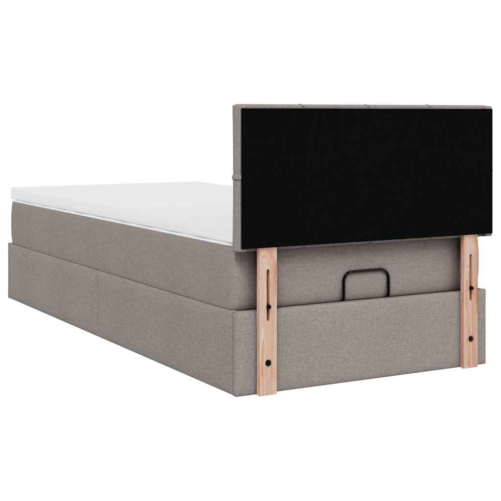 vidaXL Ottoman-Bett mit Matratze & LEDs Taupe 100x200 cm Stoff