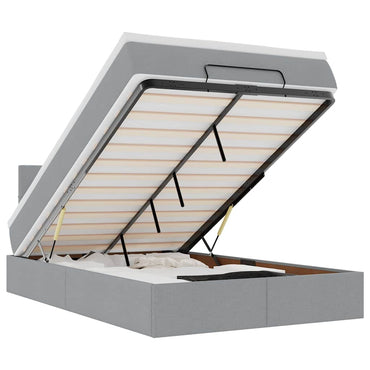 vidaXL Ottoman-Bett mit Matratze & LEDs Hellgrau 120x190 cm Stoff