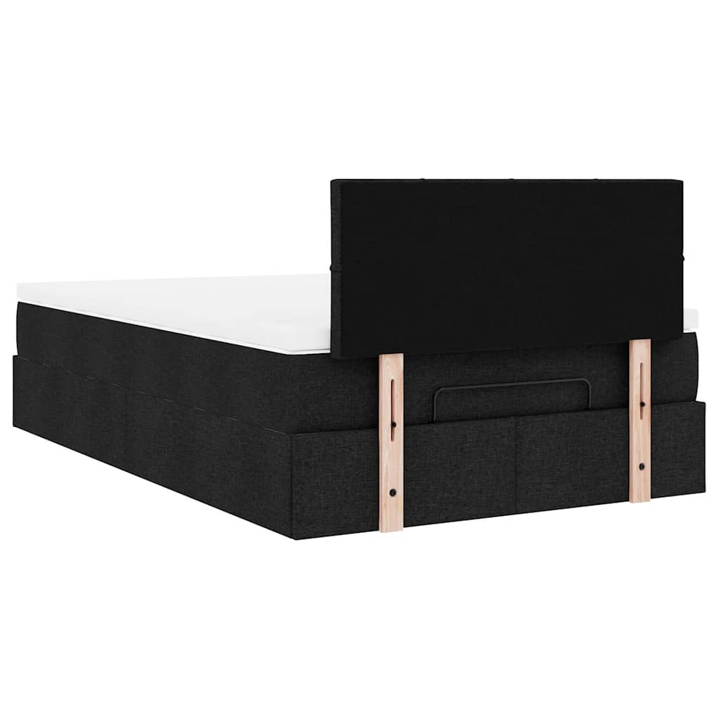 vidaXL Ottomane Bett mit Matratze & LEDs Schwarz 120x190 cm Stoff