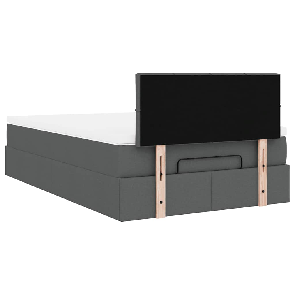 vidaXL Ottomane Bett mit Matratze & LEDs Dunkelgrau 120x200 cm Stoff