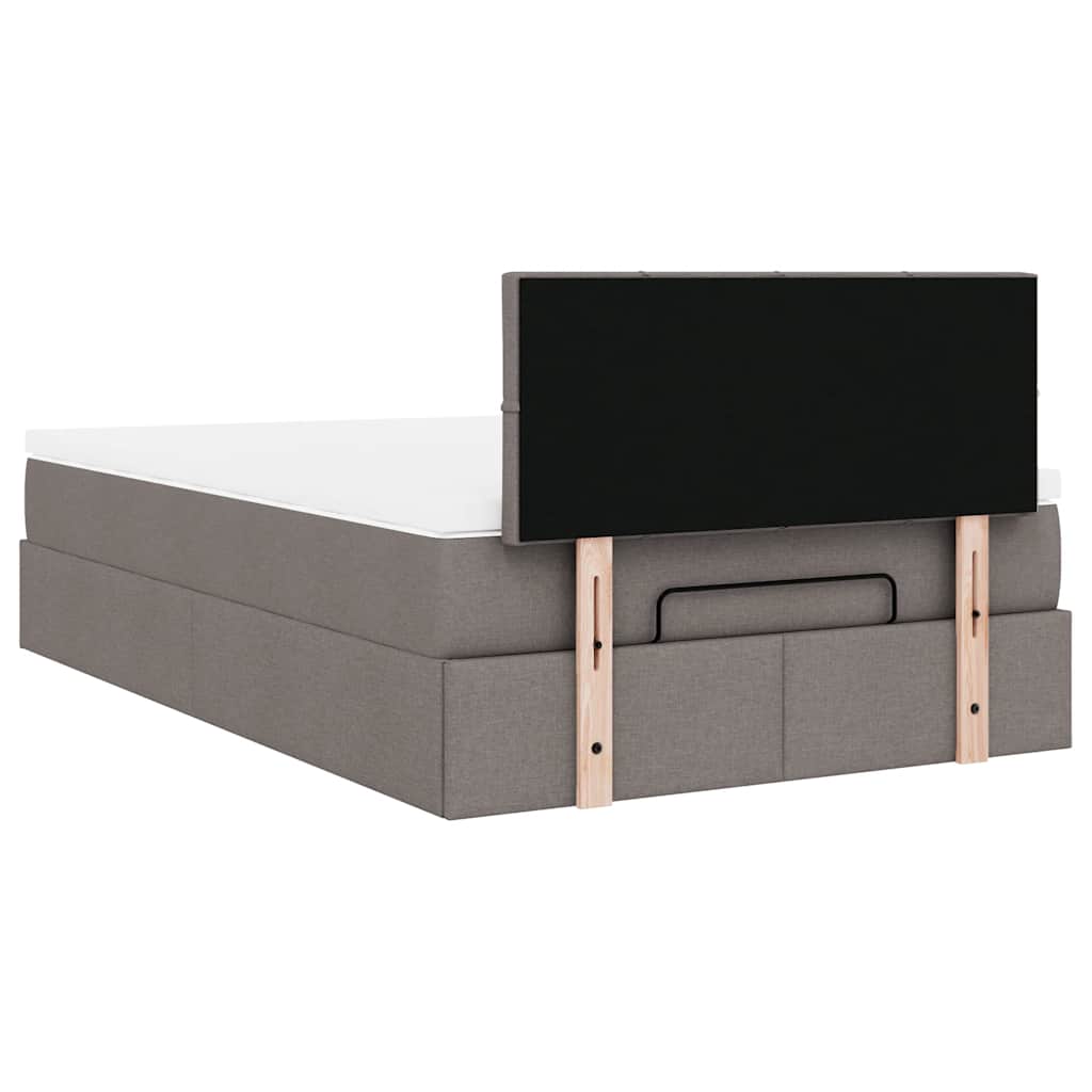 vidaXL Ottoman-Bett mit Matratze & LEDs Taupe 120x200 cm Stoff