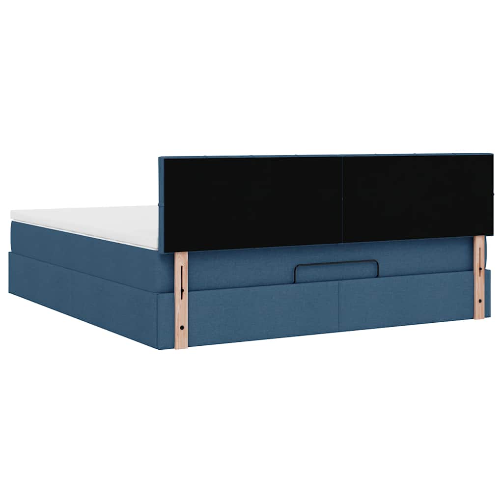 vidaXL Ottoman-Bett mit Matratze & LEDs Blau 160x200 cm Stoff