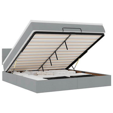vidaXL Ottomane Bett mit Matratze & LEDs Hellgrau 180x200 cm Stoff