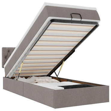 vidaXL Lit ottoman avec matelas et LED Taupe 90x200 cm Tissu