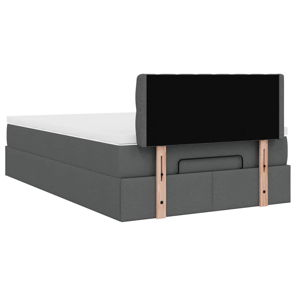 vidaXL Ottomane Bett mit Matratze & LEDs Dunkelgrau 120x190 cm Stoff