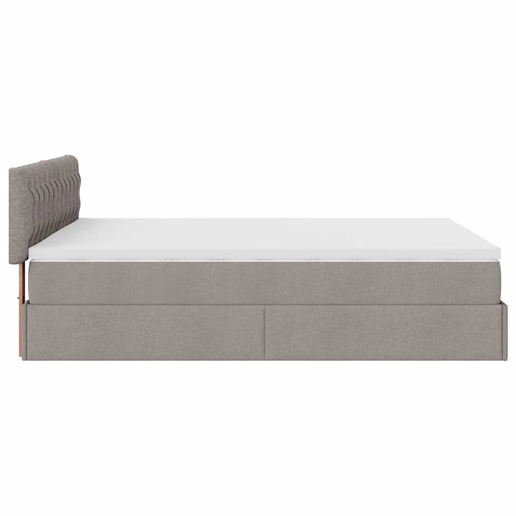 Ottomanische Bett mit Matratze & LEDs Taupe 140x190 cm Stoff