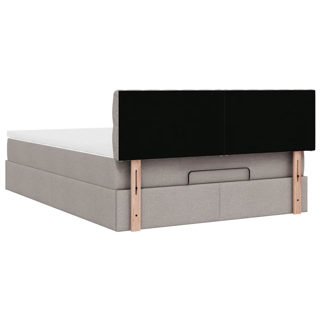 vidaXL Ottomane Bett mit Matratze & LEDs Taupe 140x200 cm Stoff